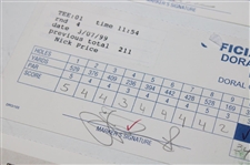 Faldo, Azinger, Price & Five (5) Others Signed 1998 & 1999 Doral Ryder Open Scorecards