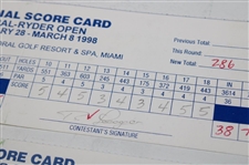Faldo, Azinger, Price & Five (5) Others Signed 1998 & 1999 Doral Ryder Open Scorecards