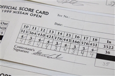 Couples, Daly, Olazabal & Seven (7) Others Signed 1998 & 1999 Nissan Open Scorecards