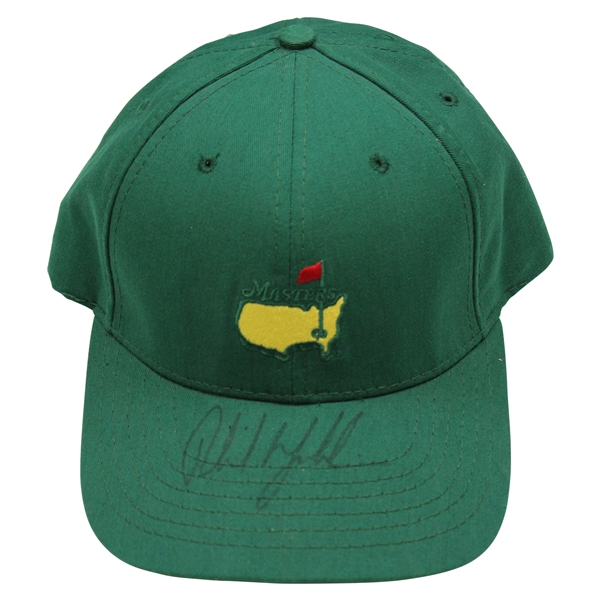 Phil Mickelson Signed Masters Tournament Green Strapback Hat JSA ALOA