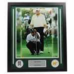 Jack Nicklaus & Tiger Woods Signed Oversize Lining Up Putt Photo - Framed UDA #BAM49409