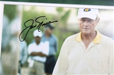 Jack Nicklaus & Tiger Woods Signed Oversize Lining Up Putt Photo - Framed UDA #BAM49409