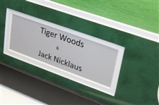 Jack Nicklaus & Tiger Woods Signed Oversize Lining Up Putt Photo - Framed UDA #BAM49409