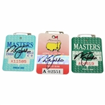 Nick Faldo Signed 1989, 1990, & 1996 Masters Tournament SERIES Badges JSA ALOA