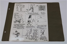 Henry Cotton's Personal Scrapbook Page w/ 1927 JH Taylor & Cotton Comic Illustration & (4) Original Photos