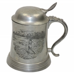 1898 Reed & Barton Pewter Golfer Stein/Mug w/Glass Base