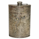 Vintage Pewter Golf Themed Flask