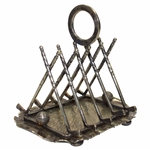 Vintage Crossed Clubs with Golf Ball Ring Silver Toast Rack