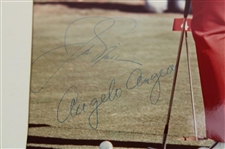 Jack Nicklaus & Caddie Angelo Argea Signed Matted Putting Original Photo JSA ALOA