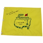 Jim Nantz Signed 2019 Masters Embroidered Flag with A Tradition Unlike Any Other JSA ALOA