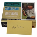 Byron Nelson Signed Cut Card w/Northwestern Byron Nelson Slipstream Golf Ball Box w/Balls JSA ALOA