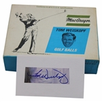 Tom Weiskopf Signed Cut Card w/Macgregor Tom Weiskopf Golf Ball Box w/Balls JSA ALOA