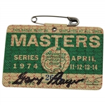 Gary Player Signed 1974 Masters Tournament SERIES Badge #2653 JSA ALOA