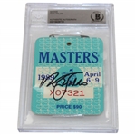 Nick Faldo Signed 1989 Masters Series Badge #X07321 Beckett #00015429739