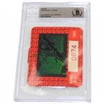 Bernhard Langer Signed 1993 Masters Series Badge #0874 Beckett #00015429747