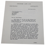 Frank Whitaker Signed Letter To Pat Ward