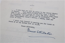 Frank Whitaker Signed Letter To Pat Ward