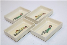 Four (4) Vintage Royal Doulton Small Square Saucer Bowls