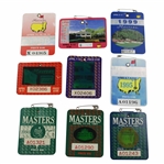 Nine (9) 1990s Masters Tournament SERIES Badges - 1990-1996 & 1998-1999