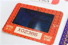 Nine (9) 1990's Masters Tournament SERIES Badges - 1990-1996 & 1998-1999