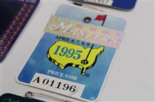 Nine (9) 1990's Masters Tournament SERIES Badges - 1990-1996 & 1998-1999