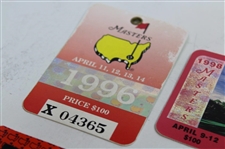 Nine (9) 1990's Masters Tournament SERIES Badges - 1990-1996 & 1998-1999