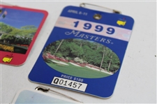 Nine (9) 1990's Masters Tournament SERIES Badges - 1990-1996 & 1998-1999