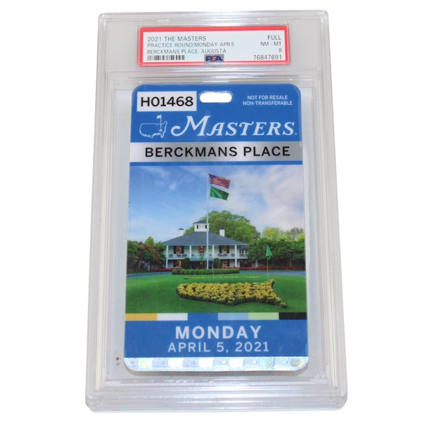 2021 Masters Tournament Berkmans Place Monday Badge #H01468 PSA NM-MT 8 - Pop 1