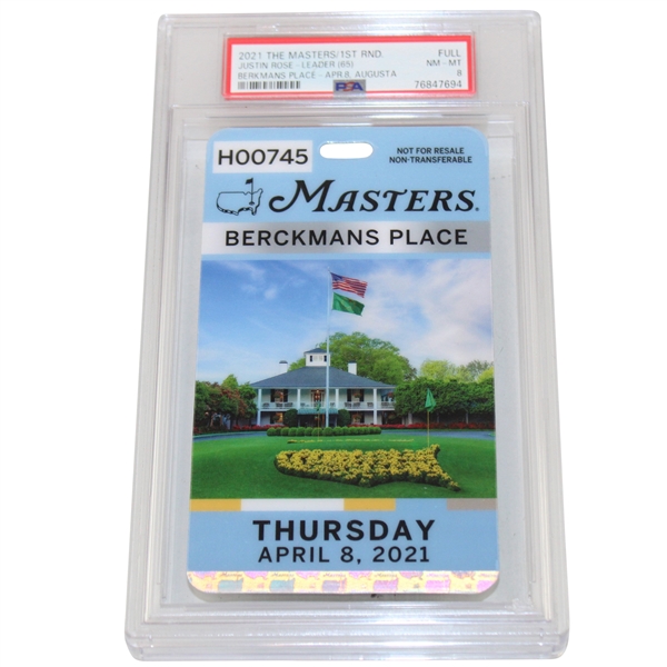 2021 Masters Tournament Berkmans Place Thursday Badge #H00745 PSA NM-MT 8