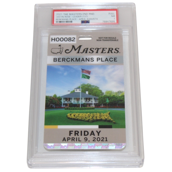 2021 Masters Tournament Berkmans Place Friday Badge #H00082 PSA NM 7