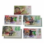 Five (5) Tiger Woods Ltd Ed 2000 US Open at Pebble Beach Cachets by Artists Kendal Bevil & Warren Reed