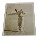 Horton Smith Signed Post Swing Photo w/Inscription JSA ALOA