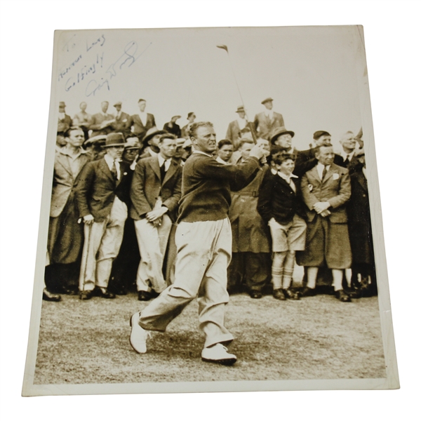 Craig Wood Signed Photo Teeing Off Inscribed To Herman Lang JSA ALOA