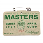 1967 Masters Tournament SERIES Badge #6967 - Gay Brewer Winner