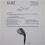 Greg Norman's Personal Used Unmarked Wedge with Lead Tape on Back 