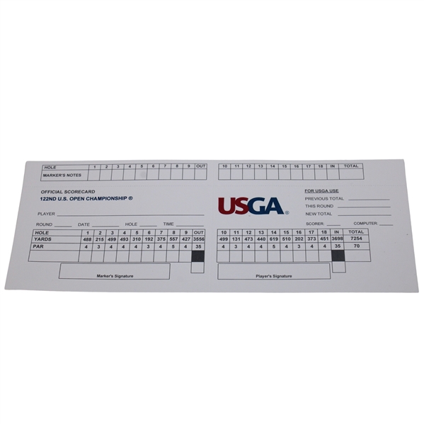 2023 US Open at Los Angeles CC Contestants Unused Official Scorecard