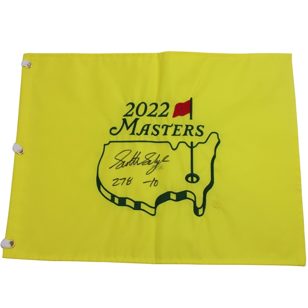 Scottie Scheffler Signed 2022 Masters Embroidered Flag w/278 & -10 JSA ALOA