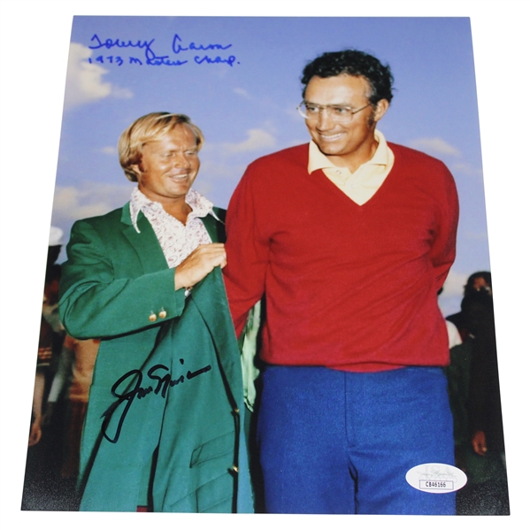 Jack Nicklaus & Tommy Aaron Dual Signed Green Jacket 8x10 Photo JSA #CB46166