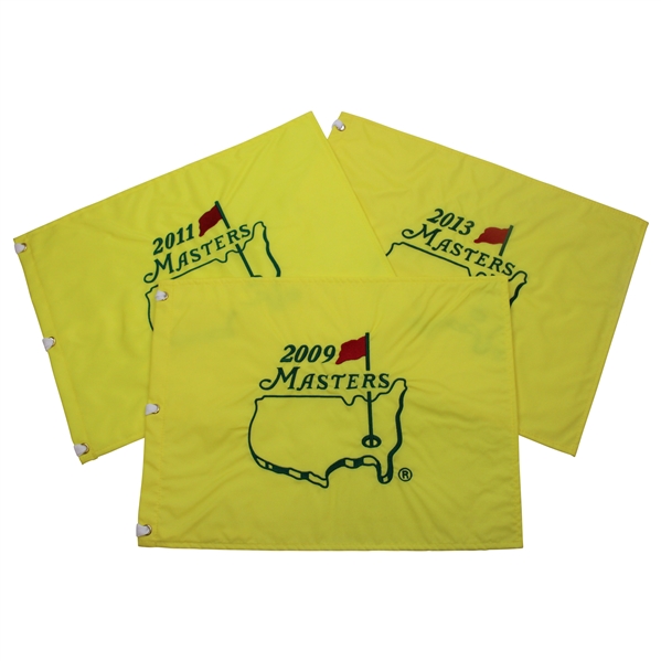 2009, 2011 & 2013 Masters Tournament Embroidered Flags - Cabrera, Schwartzel & Scott Winner