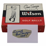 Gene Sarazen Classic Wilson Vulcanized Rubber Golf Ball Box W/Balls & Signed Cut Card JSA ALOA