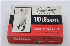 Gene Sarazen Classic Wilson Vulcanized Rubber Golf Ball Box W/Balls & Signed Cut Card JSA ALOA