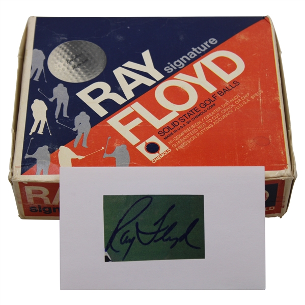 Ray Floyd Signature Solid State Golf Ball Box W/Balls & Signed Cut Card JSA ALOA