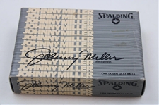 Spalding Johnny Miller Autograph Golf Ball Box W/Balls & Signed Cut Card JSA ALOA