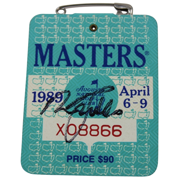 Nick Faldo Signed 1989 Masters Tournament SERIES Badge #X08866 JSA ALOA