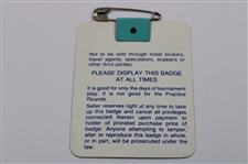 Nick Faldo Signed 1989 Masters Tournament SERIES Badge #X08866 JSA ALOA