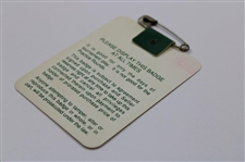Ian Woosnam Signed 1991 Masters Tournament SERIES Badge #0609 JSA ALOA
