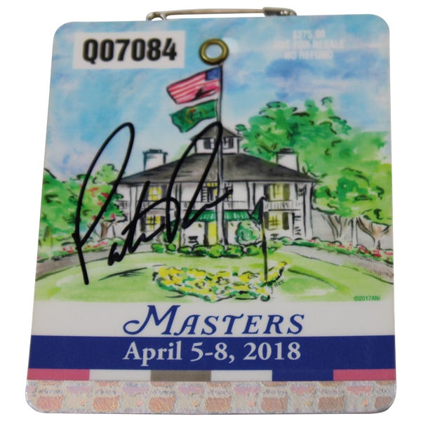 Patrick Reed Signed 2018 Masters Tournament SERIES Badge #Q07084 JSA ALOA
