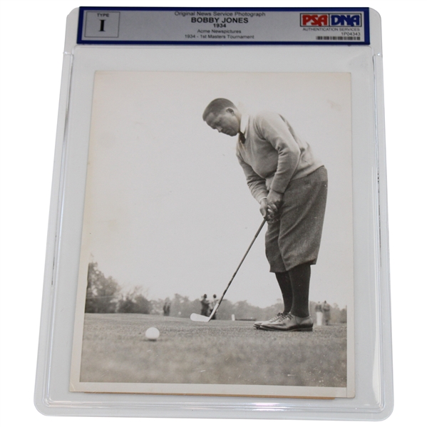 Bobby Jones at 1934 Masters Tournament Putting w/ Calamity Jane PSA Type 1 Photo