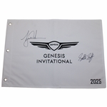 Tiger Woods & Scottie Scheffler Signed 2025 Genesis Invitational Embroidered Flag JSA ALOA