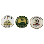 Three (3) U.S. Open Venue Ball Markers Shinnecock, Merion, Pebble Beach